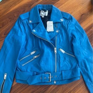 NWT Walter Baker Vibrant Blue Leather Jacket